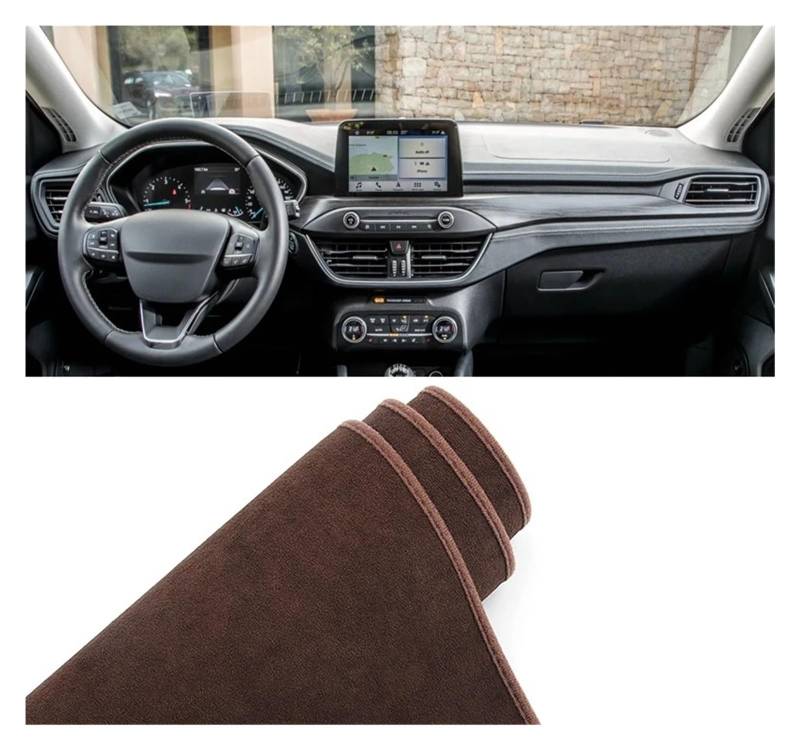 Armaturenbrett-Matte Für Ford Für Focus MK4 IV 2018 2019 2020 2021 2022 2023 Auto Dashboard Abdeckung Matte Dash Board Sonnenschutz Pad Anti-Uv Fall Armaturenbrett Abdeckung(B Brown LHD) von ONETREND