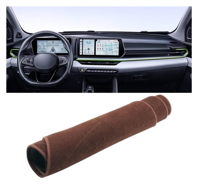 Armaturenbrett-Matte Für Geely Für Coolray 2022 2023 2024 Auto Dashboard Abdeckung Anti-Uv Nicht-Slip Matte Instrument Teppiche Dashmat Pad Zubehör Armaturenbrett Abdeckung(B Brown) von ONETREND