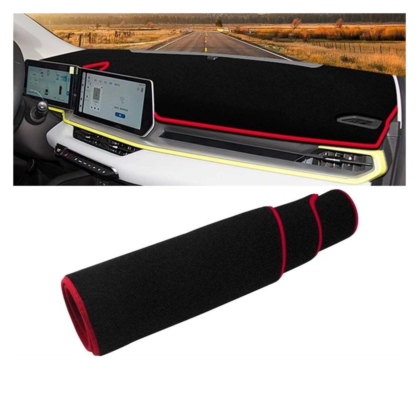 Armaturenbrett-Matte Für Geely Für Coolray Für Cool 2022 2023 2024 LHD Auto Dashboard Matte Sonnenschutz Instrument Schreibtisch Nicht-Slip Abdeckung Zubehör Armaturenbrett Abdeckung(A Red Side) von ONETREND