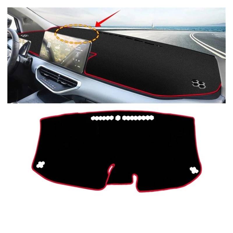 Armaturenbrett-Matte Für Geely Für Geometry C 2020 2021 2022 Auto Dashboard Matte Sonnenschutz Instrument Schreibtisch Nicht-Slip Abdeckung Zubehör Armaturenbrett Abdeckung(A Without HUD Red) von ONETREND