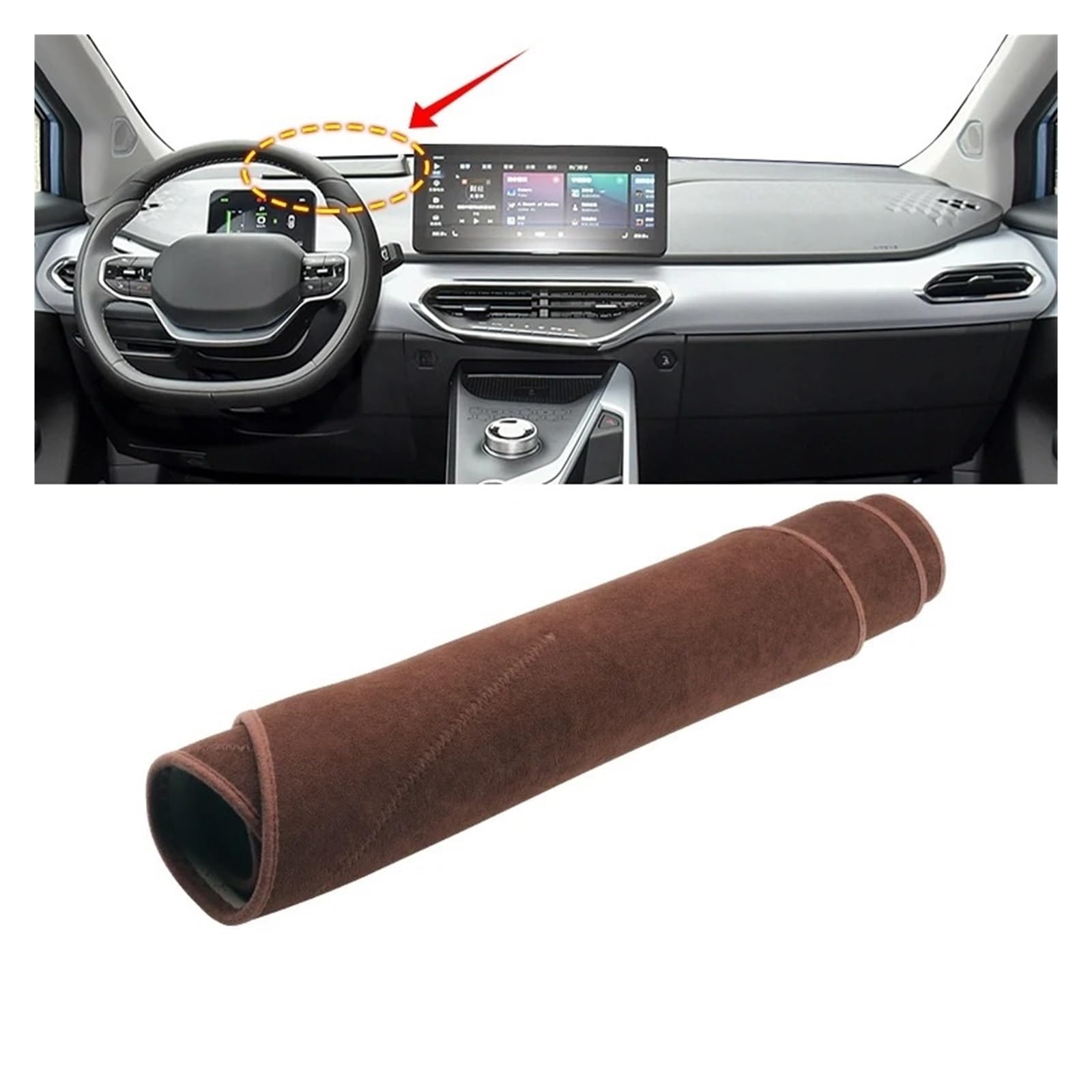 Armaturenbrett-Matte Für Geely Für Geometry C 2020 2021 2022 Auto Dashboard Matte Sonnenschutz Instrument Schreibtisch Nicht-Slip Abdeckung Zubehör Armaturenbrett Abdeckung(B with HUD Brown) von ONETREND
