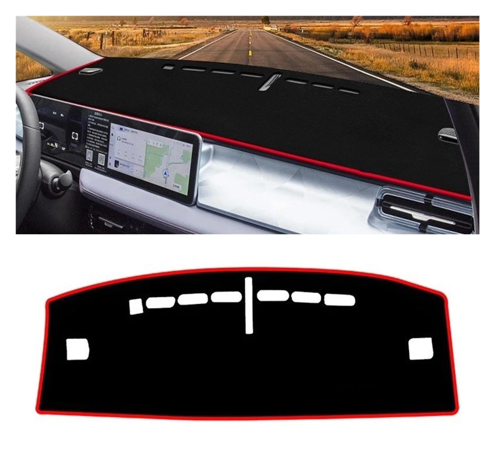 Armaturenbrett-Matte Für Geely Für Geometry E 2022 2023 2024 LHD Auto Dashboard Abdeckung Matte Dash Board Sonnenschutz Nicht-Slip Pad Instrument Teppiche Armaturenbrett Abdeckung(A Red Side) von ONETREND
