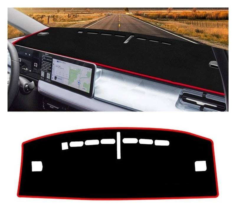Armaturenbrett-Matte Für Geely Für Geometry E 2022 2023 2024 LHD Auto Dashboard Abdeckung Matte Dash Board Sonnenschutz Nicht-Slip Pad Instrument Teppiche Armaturenbrett Abdeckung(A Red Side) von ONETREND