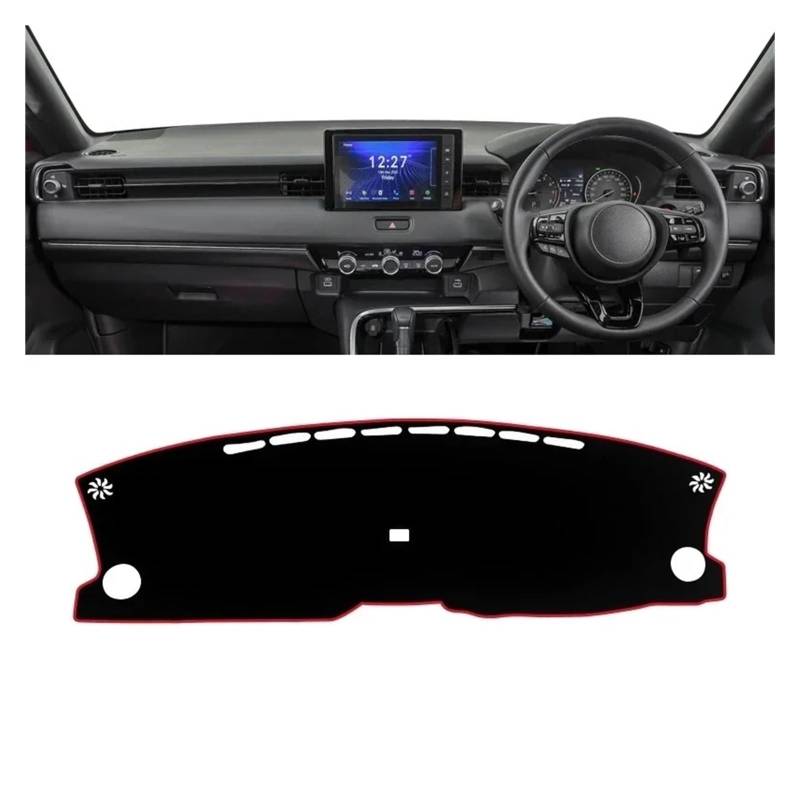 Armaturenbrett-Matte Für HR-V Für HRV Für Vezel 2021 2022 Auto Dashboard Abdeckung Dash Matte Sonnenschutz Instrument Panel Nicht-Slip Pad Zubehör Armaturenbrett Abdeckung(A Red Side RHD) von ONETREND
