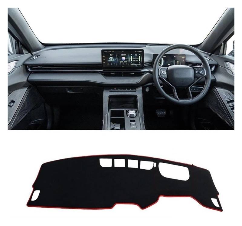 Armaturenbrett-Matte Für Haval H6 3rd Gen GT 2021 2022 2023 2024 Für PHEV Auto Dashboard Pad Instrument Plattform Schreibtisch Abdeckung Matte Anti-uv Teppich Armaturenbrett Abdeckung(A Red Side RHD) von ONETREND