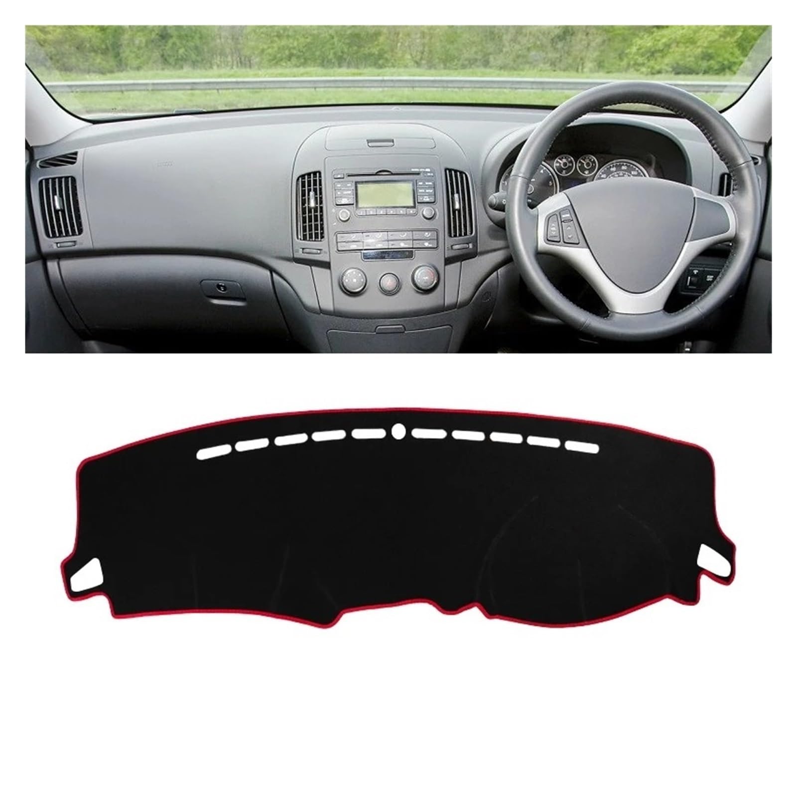 Armaturenbrett-Matte Für Hyundai Für Elantra HD 2007 2008 2009 2009 2010 Auto Dashboard Sun Shade Cover Instrument Panel Matte Nicht-Schlupf-Pad-Zubehör Armaturenbrett Abdeckung(A RHD Red Side) von ONETREND