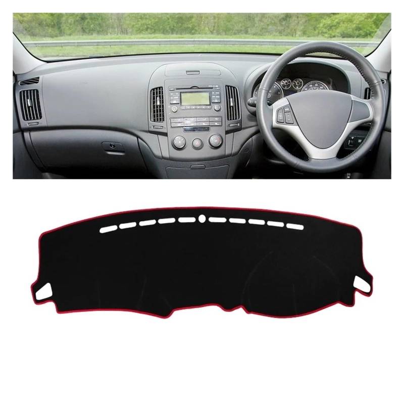 Armaturenbrett-Matte Für Hyundai Für Elantra HD 2007 2008 2009 2009 2010 Auto Dashboard Sun Shade Cover Instrument Panel Matte Nicht-Schlupf-Pad-Zubehör Armaturenbrett Abdeckung(A RHD Red Side) von ONETREND
