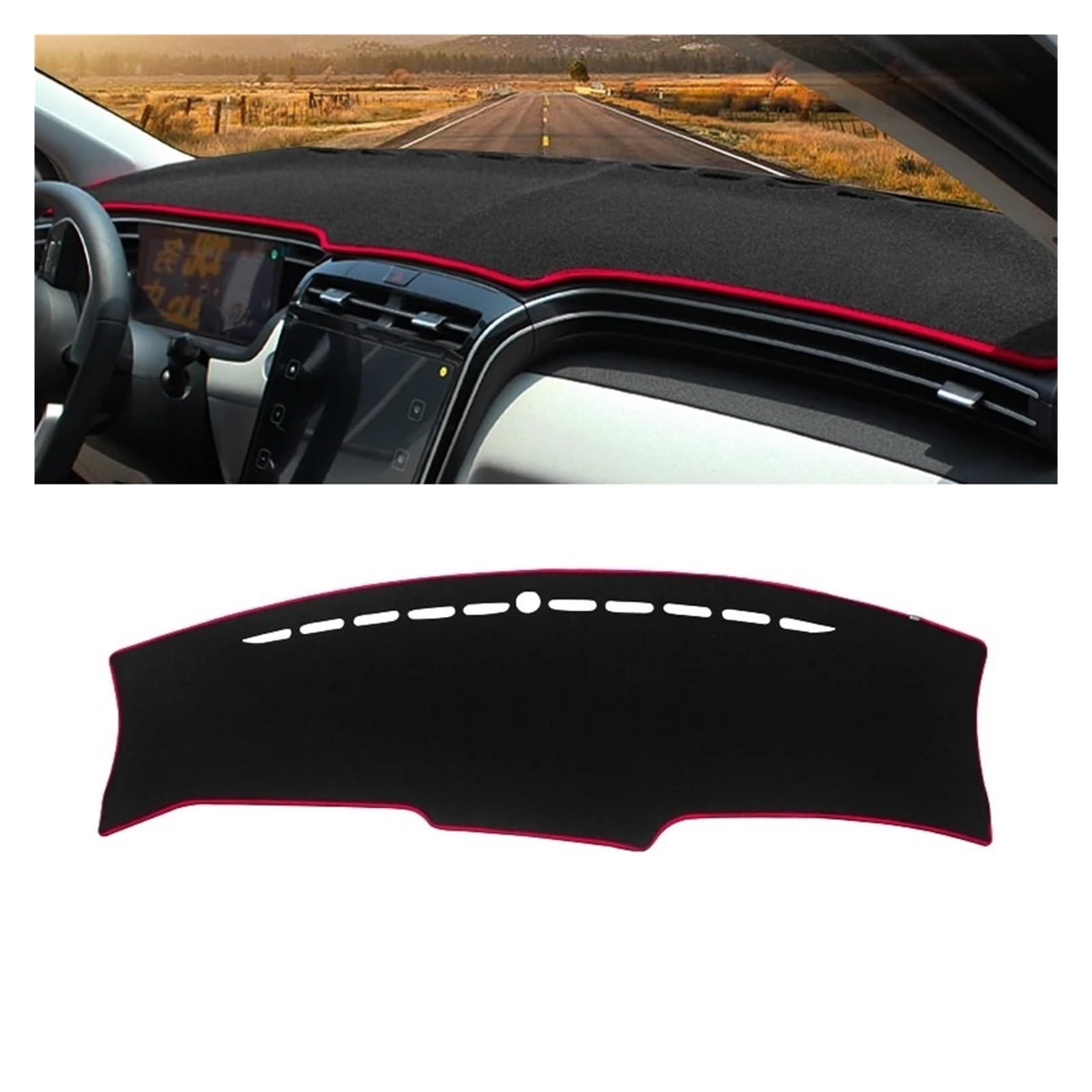 Armaturenbrett-Matte Für Hyundai Für Tucson NX4 2021 2022 2023 Auto Dashboard Abdeckung Matten Vermeiden Licht Pads Anti-Uv Fall Sonnenschutz Trim Teppiche Armaturenbrett Abdeckung(A Red Side LHD) von ONETREND