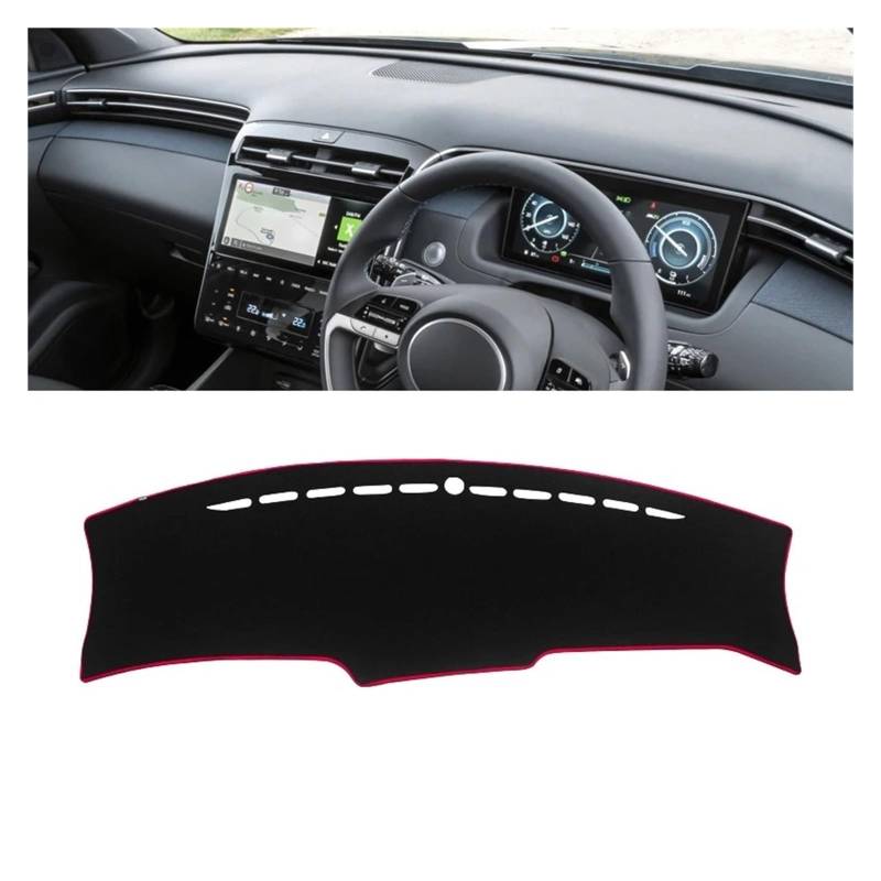 Armaturenbrett-Matte Für Hyundai Für Tucson NX4 2021 2022 2023 Auto Dashboard Abdeckung Matten Vermeiden Licht Pads Anti-Uv Fall Sonnenschutz Trim Teppiche Armaturenbrett Abdeckung(A Red Side RHD) von ONETREND