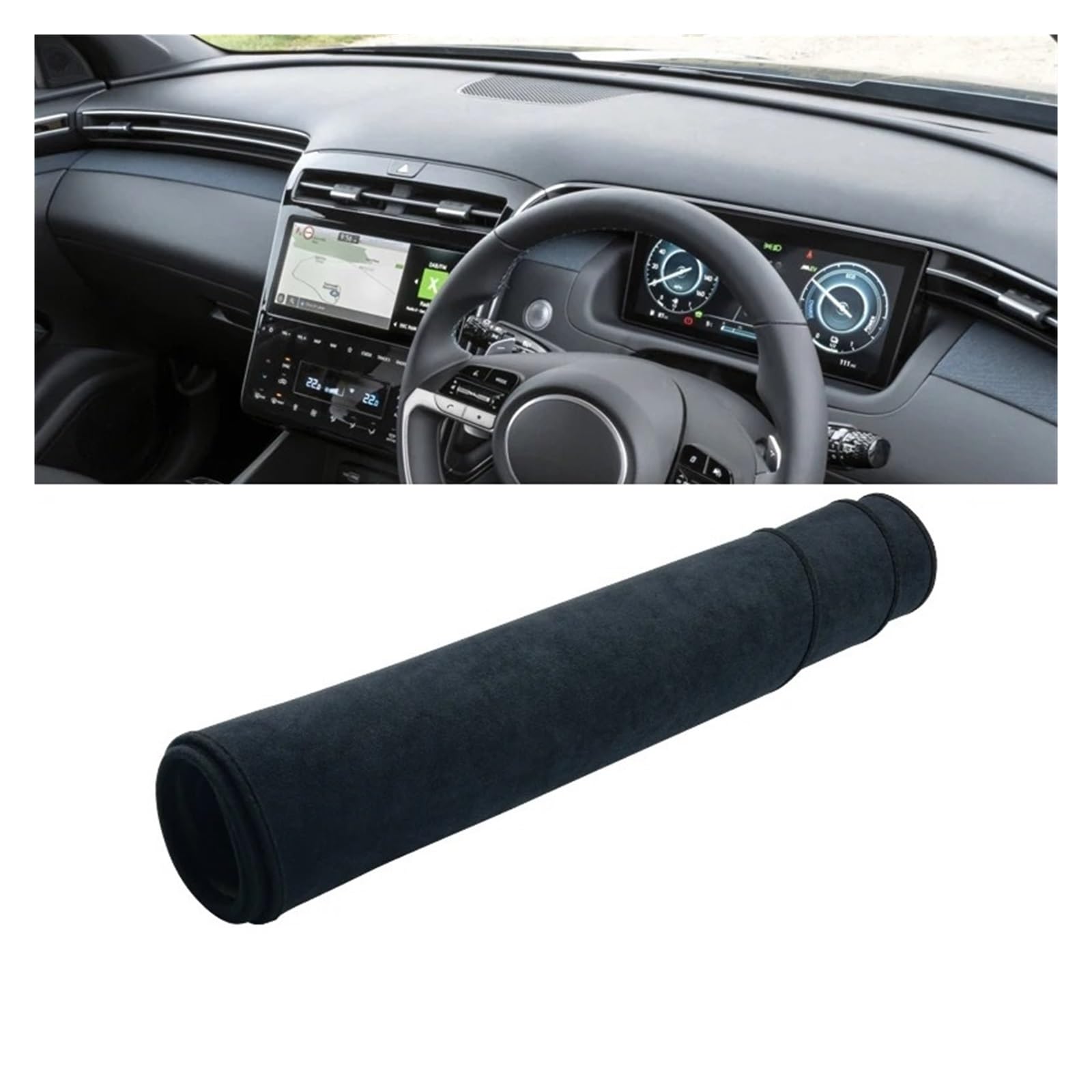 Armaturenbrett-Matte Für Hyundai Für Tucson NX4 2021 2022 2023 Auto Dashboard Abdeckung Matten Vermeiden Licht Pads Anti-Uv Fall Sonnenschutz Trim Teppiche Armaturenbrett Abdeckung(B Black RHD) von ONETREND