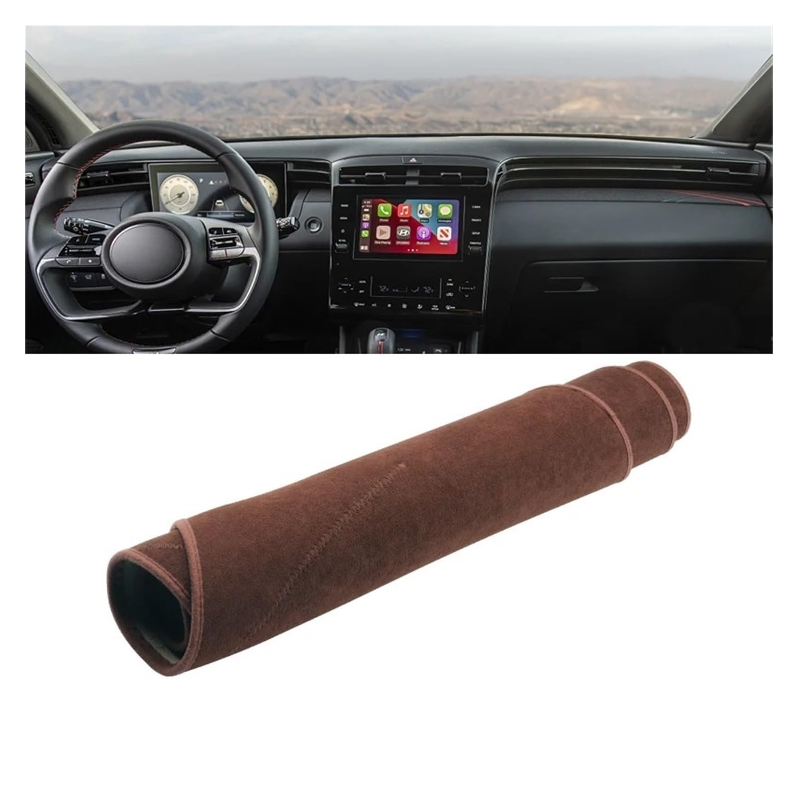 Armaturenbrett-Matte Für Hyundai Für Tucson NX4 2021 2022 2023 Auto Dashboard Abdeckung Matten Vermeiden Licht Pads Anti-Uv Fall Sonnenschutz Trim Teppiche Armaturenbrett Abdeckung(B Brown LHD) von ONETREND