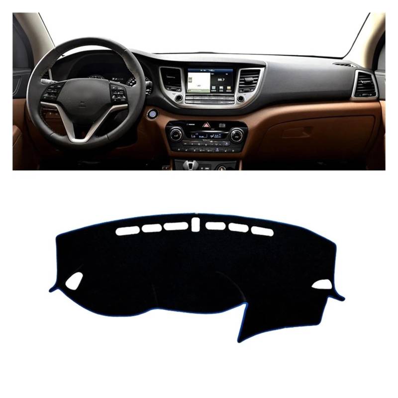 Armaturenbrett-Matte Für Hyundai Für Tucson TL 2015-2020 Auto Dashboard Vermeiden Licht Pad Instrument Plattform Abdeckung Teppiche Zubehör Armaturenbrett Abdeckung(LHD 2015-2018 Blue) von ONETREND