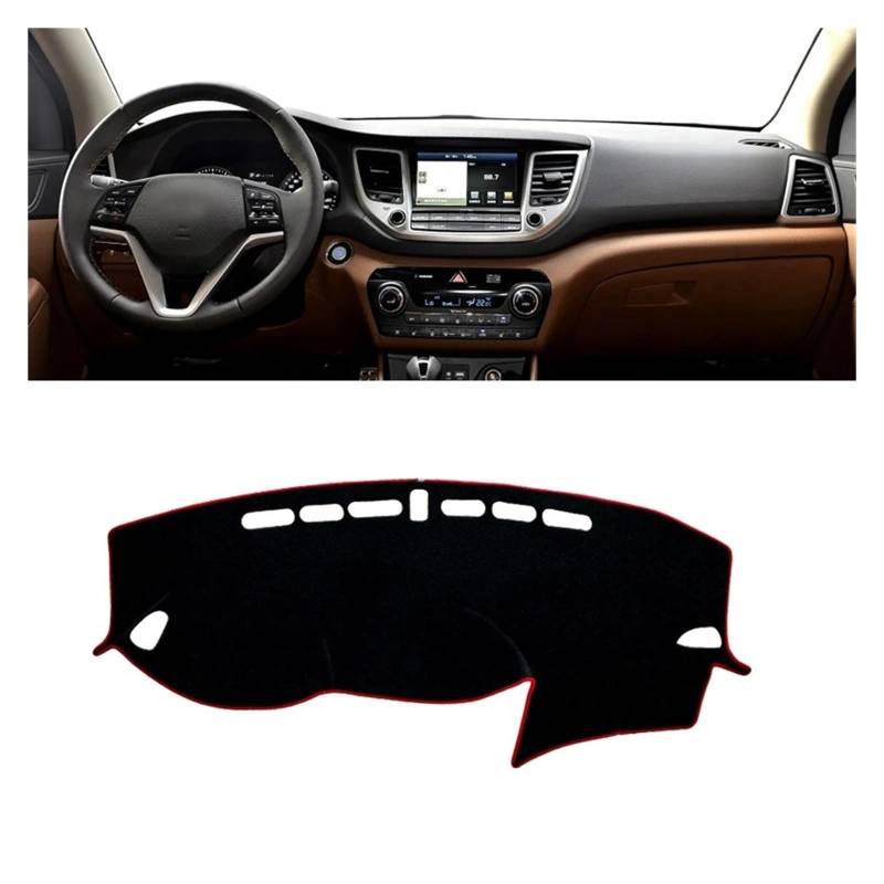 Armaturenbrett-Matte Für Hyundai Für Tucson TL 2015-2020 Auto Dashboard Vermeiden Licht Pad Instrument Plattform Abdeckung Teppiche Zubehör Armaturenbrett Abdeckung(LHD 2015-2018 Red) von ONETREND