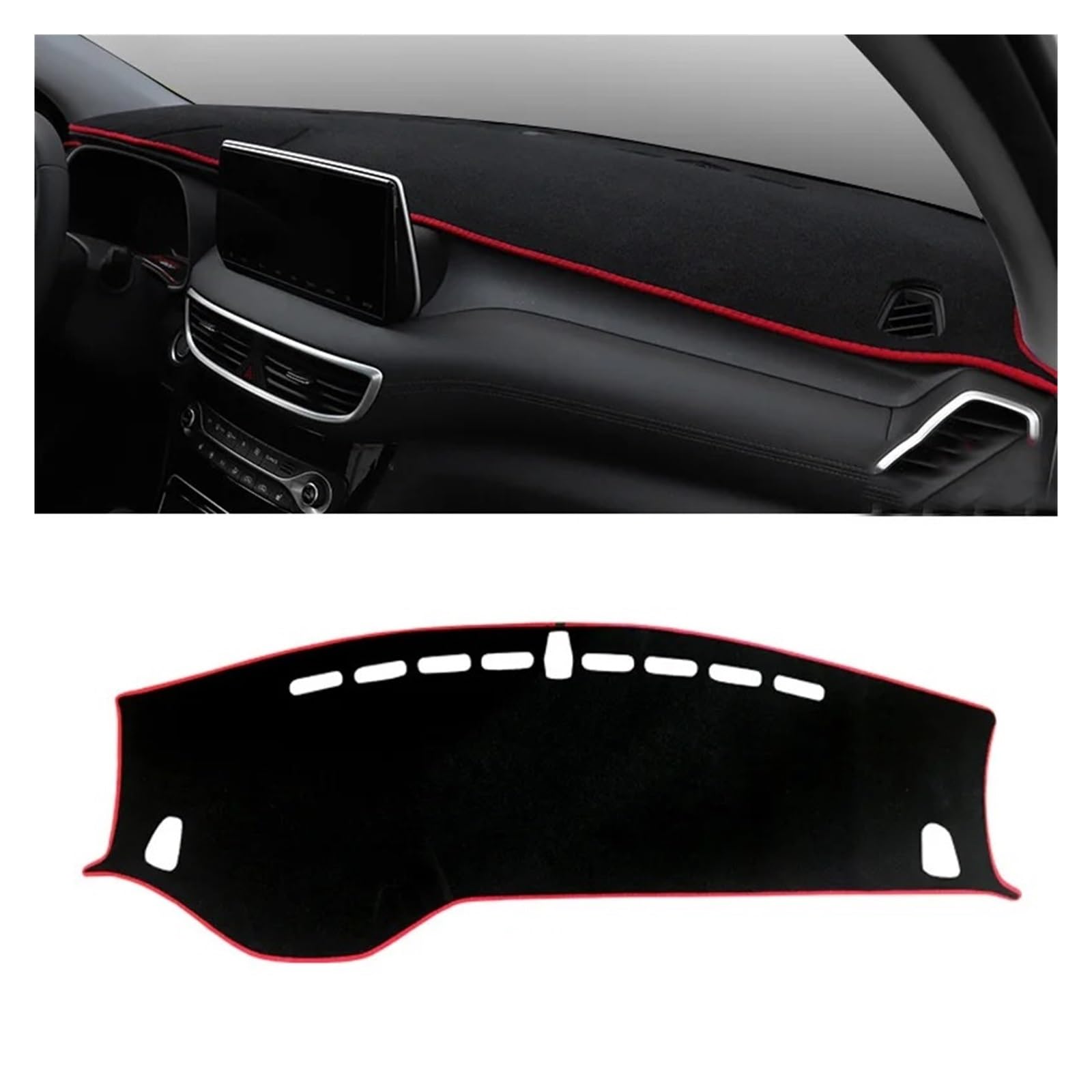 Armaturenbrett-Matte Für Hyundai Für Tucson TL 2015-2020 Auto Dashboard Vermeiden Licht Pad Instrument Plattform Abdeckung Teppiche Zubehör Armaturenbrett Abdeckung(LHD 2019-2020 Red) von ONETREND