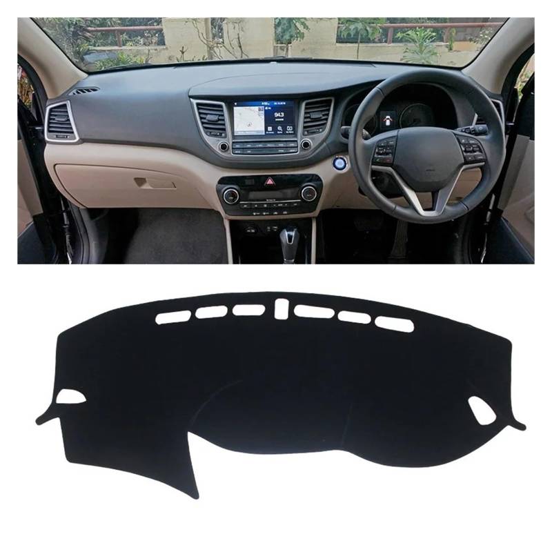 Armaturenbrett-Matte Für Hyundai Für Tucson TL 2015-2020 Auto Dashboard Vermeiden Licht Pad Instrument Plattform Abdeckung Teppiche Zubehör Armaturenbrett Abdeckung(RHD 2015-2018 Black) von ONETREND