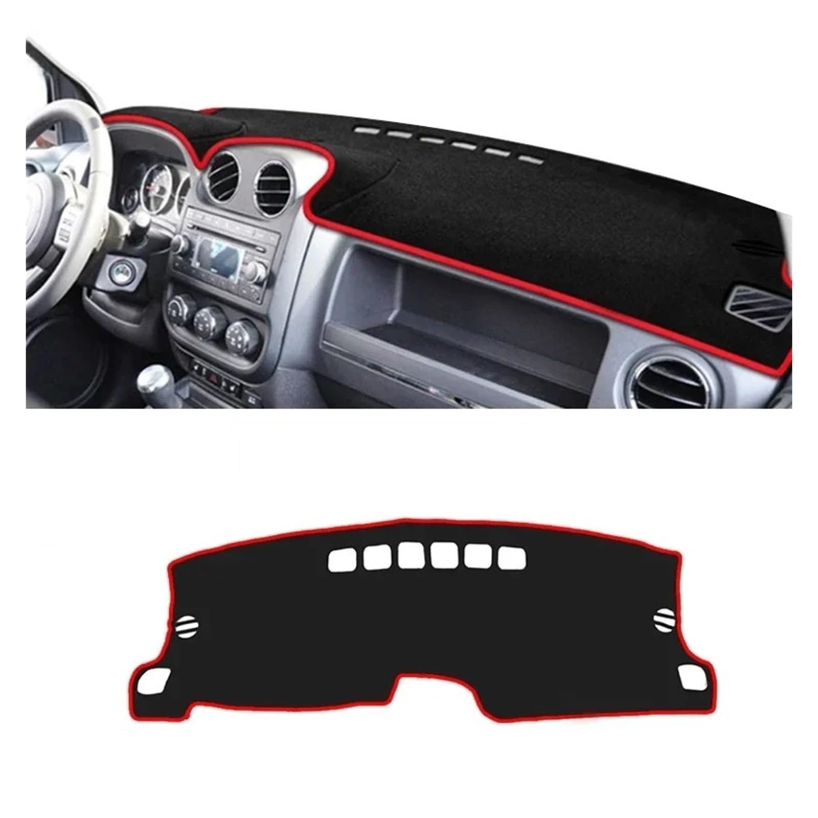 Armaturenbrett-Matte Für Jeep Für Patriot 2007 2008 2009 2010 2011 2012 2013 2014 2015 2016 Auto Dashboard Abdeckung Matte Sonnenschutz Nicht-Slip Pad Zubehör Armaturenbrett Abdeckung(A Red Side) von ONETREND
