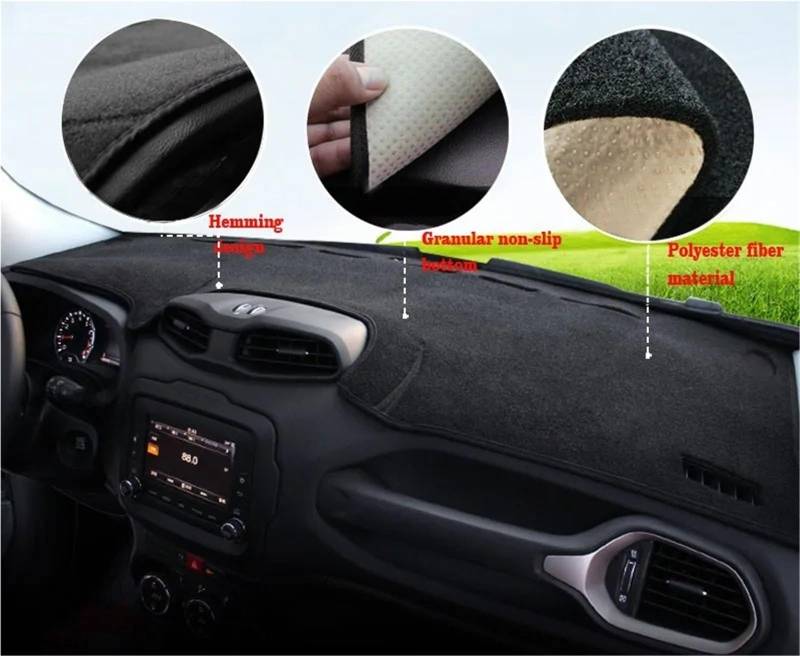 Armaturenbrett-Matte Für Jeep Für Renegade 2015-2022 Auto Dashboard Abdeckung Matte Sonnenschutz Pad Instrument Panel Teppiche Anti-Uv Zubehör Armaturenbrett Abdeckung(Red Side) von ONETREND