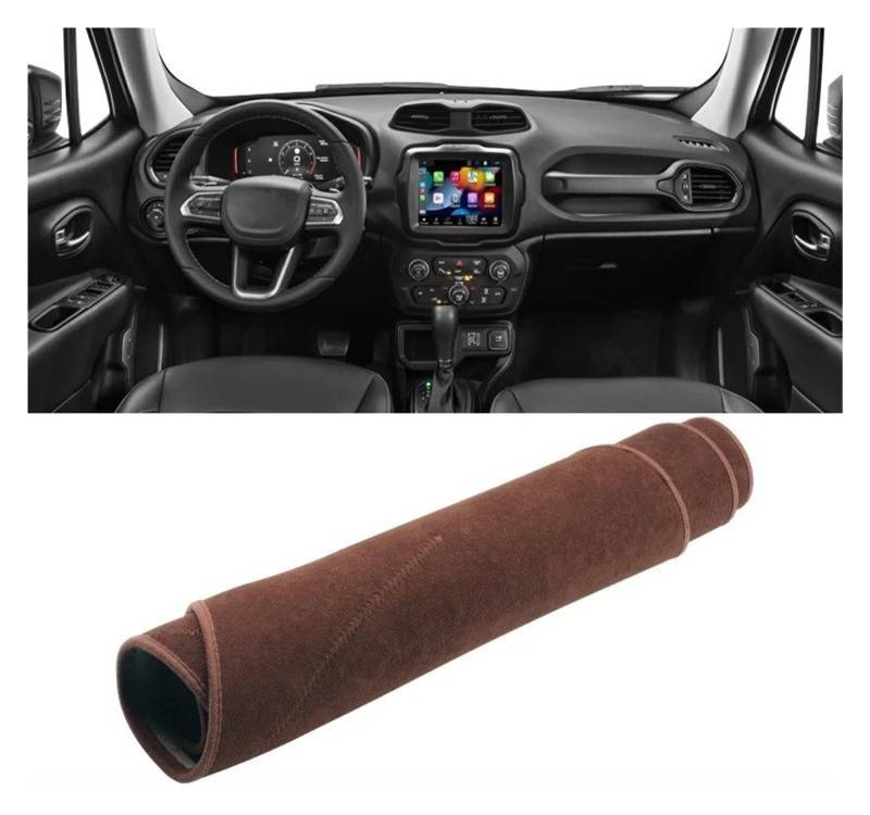 Armaturenbrett-Matte Für Jeep Für Renegade 2015-2023 LHD Auto Dashboard Abdeckung Vermeiden Licht Pad Anti-Uv Teppich Nicht-Slip Matte Armaturenbrett Abdeckung(B Brown) von ONETREND
