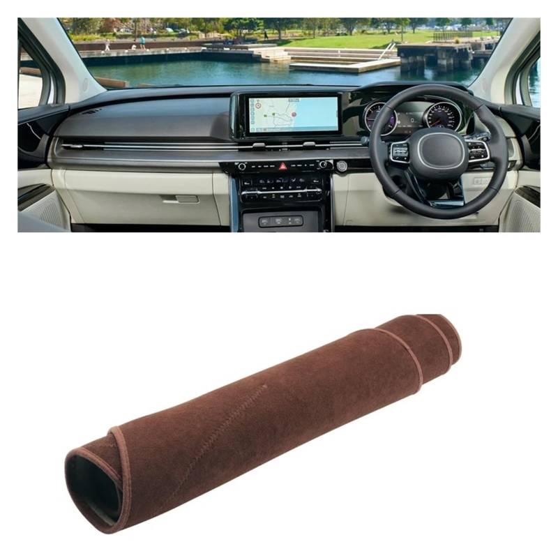 Armaturenbrett-Matte Für Kia Für Sedona Für Carnival KA4 2020 2021 2022 2023 2024 Auto Dashboard Abdeckung Dash Matte Sonnenschutz Nicht-Slip Pad Zubehör Armaturenbrett Abdeckung(B Brown RHD) von ONETREND