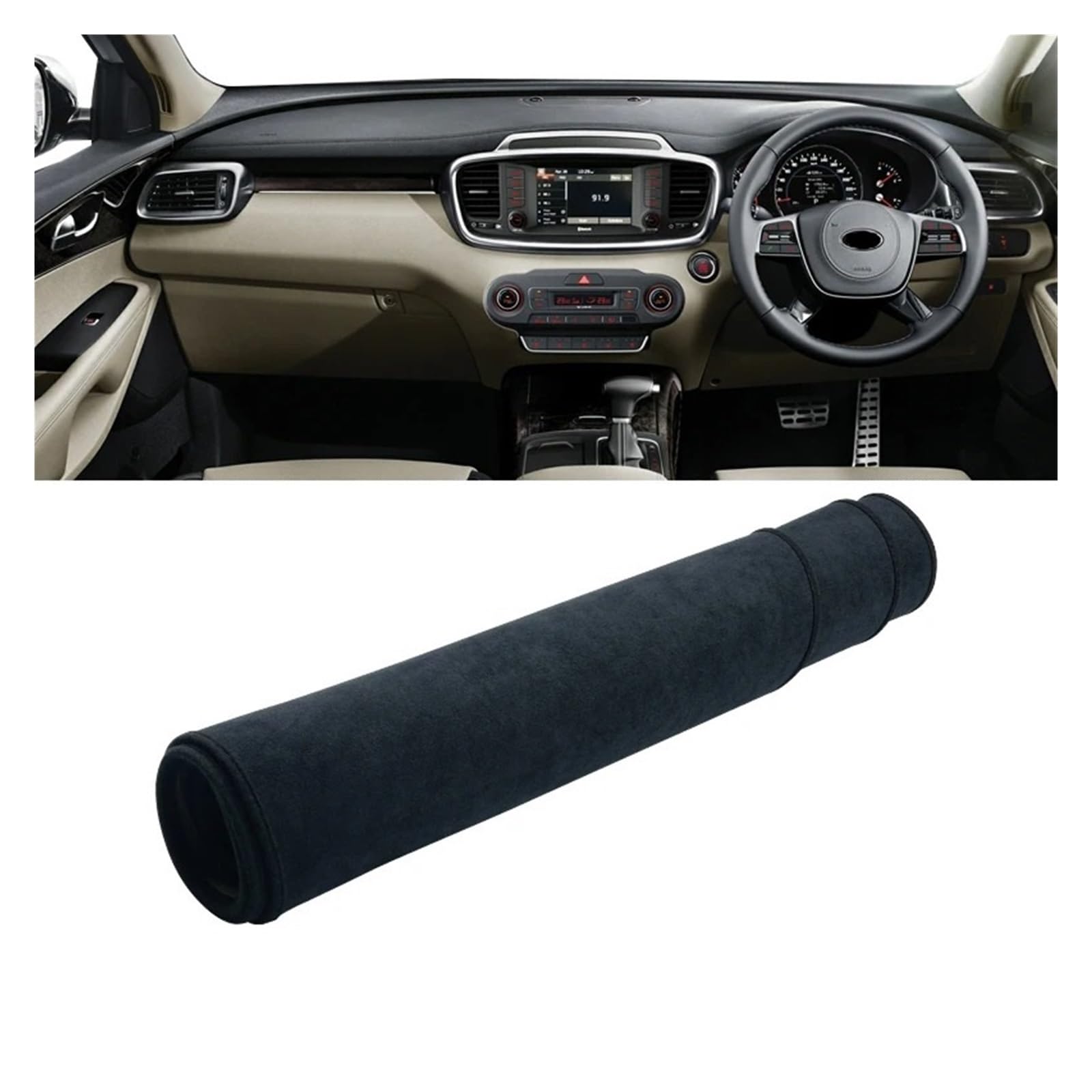 Armaturenbrett-Matte Für Kia Für Sorento 3 2015 2016 2017 2018 2019 2020 Auto Dashboard Matte Sonnenschutz Instrument Schreibtisch Abdeckung Zubehör Armaturenbrett Abdeckung(B RHD Black) von ONETREND