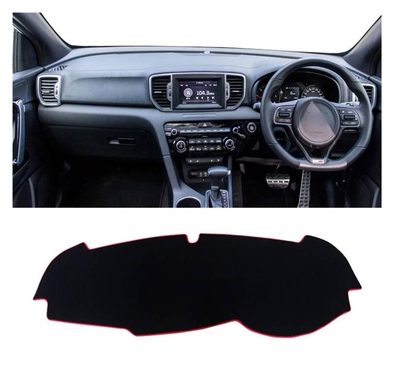 Armaturenbrett-Matte Für Kia Für Sportage 4 QL 2016-2021 Auto Dashboard Abdeckung Sonnenschutz Vermeiden Licht Matten Non-Slip Pad Zubehör Armaturenbrett Abdeckung(A Red Side RHD) von ONETREND
