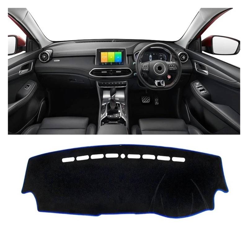 Armaturenbrett-Matte Für MG Für HS Für EHS Für PHEV 2018-2023 Auto Dashboard Abdeckung Matte Dash Board Sonnenschutz Pad Anti-Uv Nicht-Slip Fall Zubehör Armaturenbrett Abdeckung(A Blue Side RHD) von ONETREND