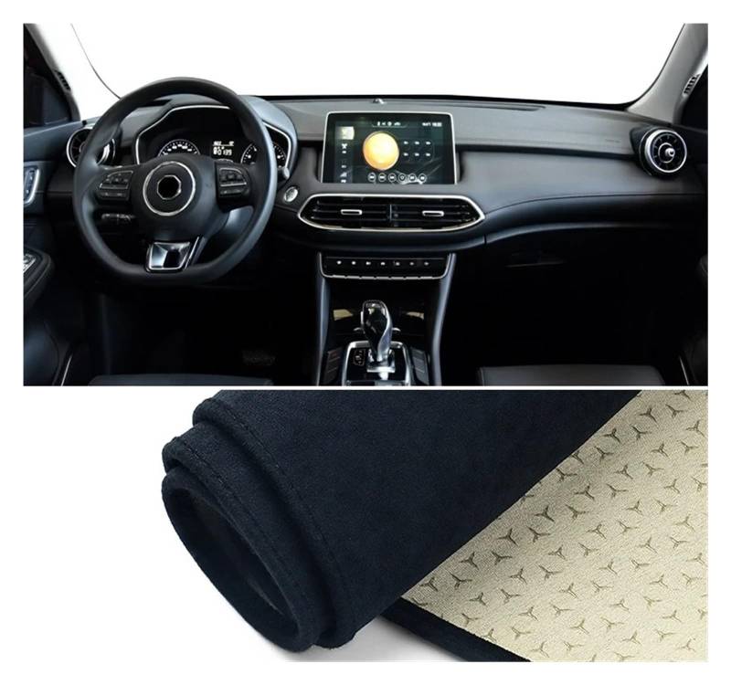 Armaturenbrett-Matte Für MG Für HS Für EHS Für PHEV 2018-2023 Auto Dashboard Abdeckung Matte Dash Board Sonnenschutz Pad Anti-Uv Nicht-Slip Fall Zubehör Armaturenbrett Abdeckung(B Black LHD) von ONETREND