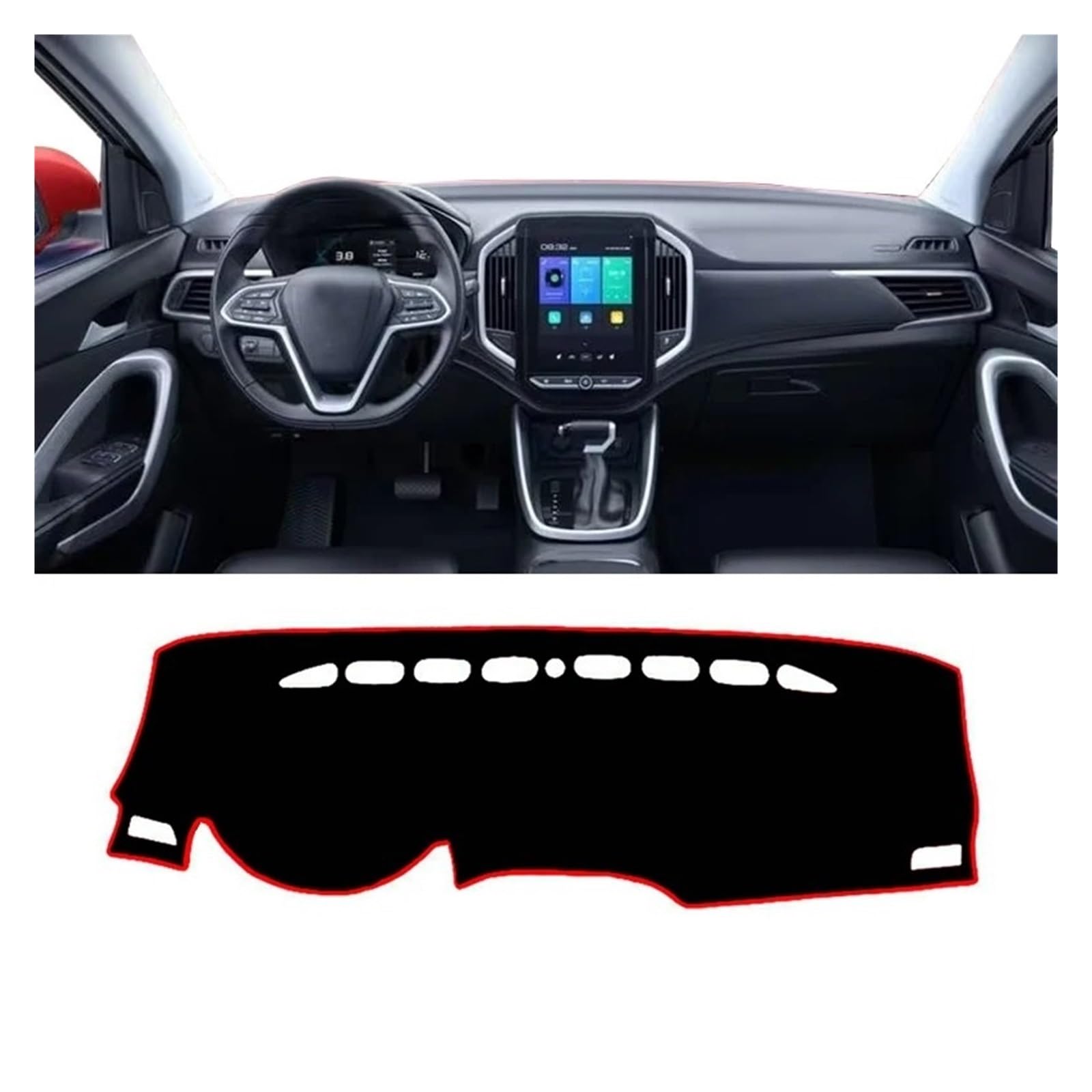 Armaturenbrett-Matte Für MG Für Hector 2018 2019 2020 2021 Auto Dashboard Abdeckung Sonnenschutz Pad Zubehör Auto Dashboard Abdeckung Armaturenbrett Abdeckung(A Red Side) von ONETREND