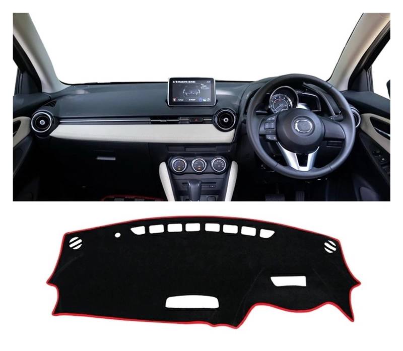 Armaturenbrett-Matte Für Mazda 2 DJ DL 2015 2016 2017 2018 2019 2020 2021 2022 2023 Auto Dashboard Abdeckung Sonnenschutz Matte Vermeiden Licht Pad Non-Slip Teppich Armaturenbrett Abdeckung(A RHD Red von ONETREND