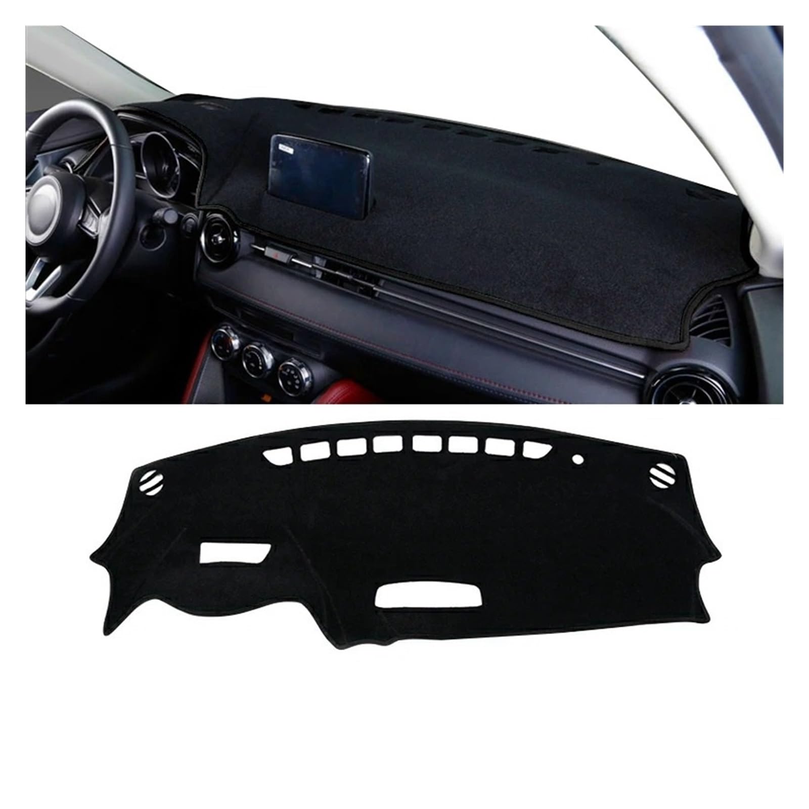 Armaturenbrett-Matte Für Mazda 2 DJ DL 2015–2023 Auto-Armaturenbrett-Abdeckung Sonnenschutzmatte Licht Vermeiden Rutschfester Teppich Armaturenbrett Abdeckung(A LHD Black Side) von ONETREND