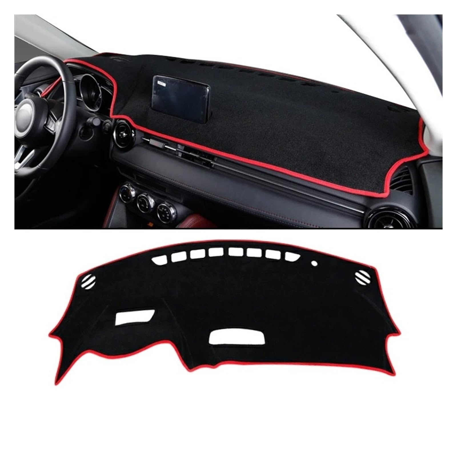 Armaturenbrett-Matte Für Mazda 2 DJ DL 2015–2023 Auto-Armaturenbrett-Abdeckung Sonnenschutzmatte Licht Vermeiden Rutschfester Teppich Armaturenbrett Abdeckung(A LHD Red Side) von ONETREND