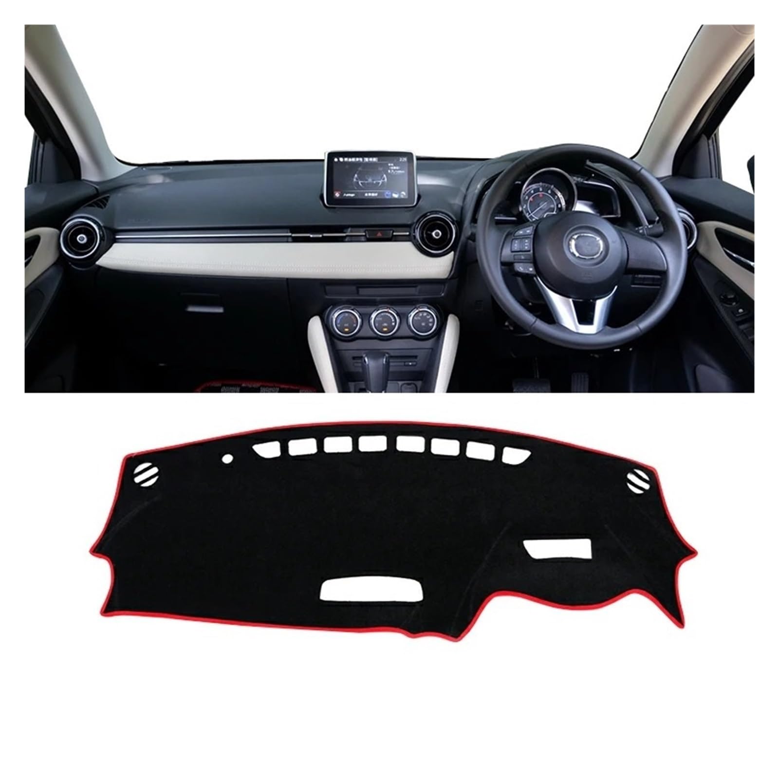 Armaturenbrett-Matte Für Mazda 2 DJ DL 2015–2023 Auto-Armaturenbrett-Abdeckung Sonnenschutzmatte Licht Vermeiden Rutschfester Teppich Armaturenbrett Abdeckung(A RHD Red Side) von ONETREND