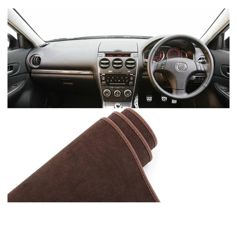 Armaturenbrett-Matte Für Mazda 6 GG 2002 2003 2004 2005 2006 2007 Auto Dashboard Abdeckung Dash Matte Sonnenschutz Anti-Uv Nicht-Slip Pad Zubehör Armaturenbrett Abdeckung(B RHD Brown) von ONETREND