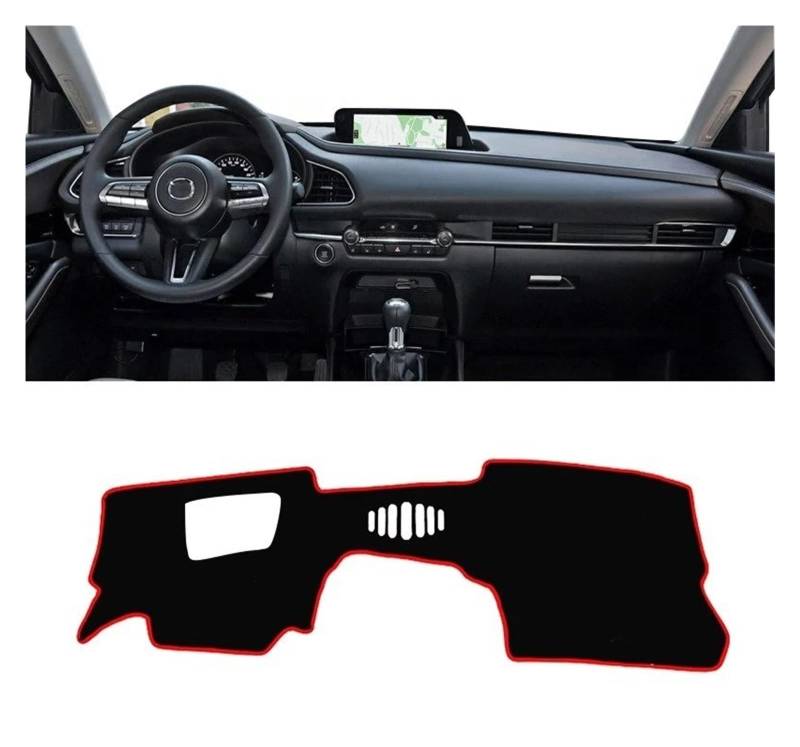 Armaturenbrett-Matte Für Mazda Für CX-30 CX30 DM 2019 2020 2021 2022 2023 Auto Dashboard Abdeckung Dash Matte Sonnenschutz Anti-Uv Nicht-Slip Pad Zubehör Armaturenbrett Abdeckung(A LHD with HUD Red) von ONETREND