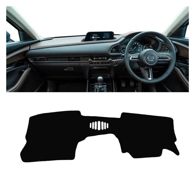 Armaturenbrett-Matte Für Mazda Für CX-30 CX30 DM 2019 2020 2021 2022 2023 Auto Dashboard Abdeckung Dash Matte Sonnenschutz Anti-Uv Nicht-Slip Pad Zubehör Armaturenbrett Abdeckung(A RHD NO HUD Black) von ONETREND