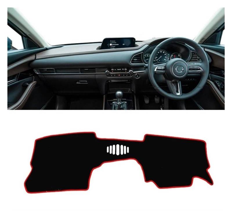 Armaturenbrett-Matte Für Mazda Für CX-30 CX30 DM 2019 2020 2021 2022 2023 Auto Dashboard Abdeckung Dash Matte Sonnenschutz Anti-Uv Nicht-Slip Pad Zubehör Armaturenbrett Abdeckung(A RHD NO HUD Red) von ONETREND