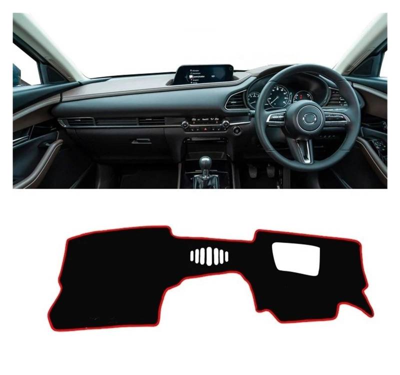 Armaturenbrett-Matte Für Mazda Für CX-30 CX30 DM 2019 2020 2021 2022 2023 Auto Dashboard Abdeckung Dash Matte Sonnenschutz Anti-Uv Nicht-Slip Pad Zubehör Armaturenbrett Abdeckung(A RHD with HUD Red) von ONETREND