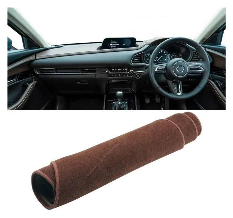 Armaturenbrett-Matte Für Mazda Für CX-30 CX30 DM 2019 2020 2021 2022 2023 Auto Dashboard Abdeckung Dash Matte Sonnenschutz Anti-Uv Nicht-Slip Pad Zubehör Armaturenbrett Abdeckung(B RHD NO HUD Brown) von ONETREND