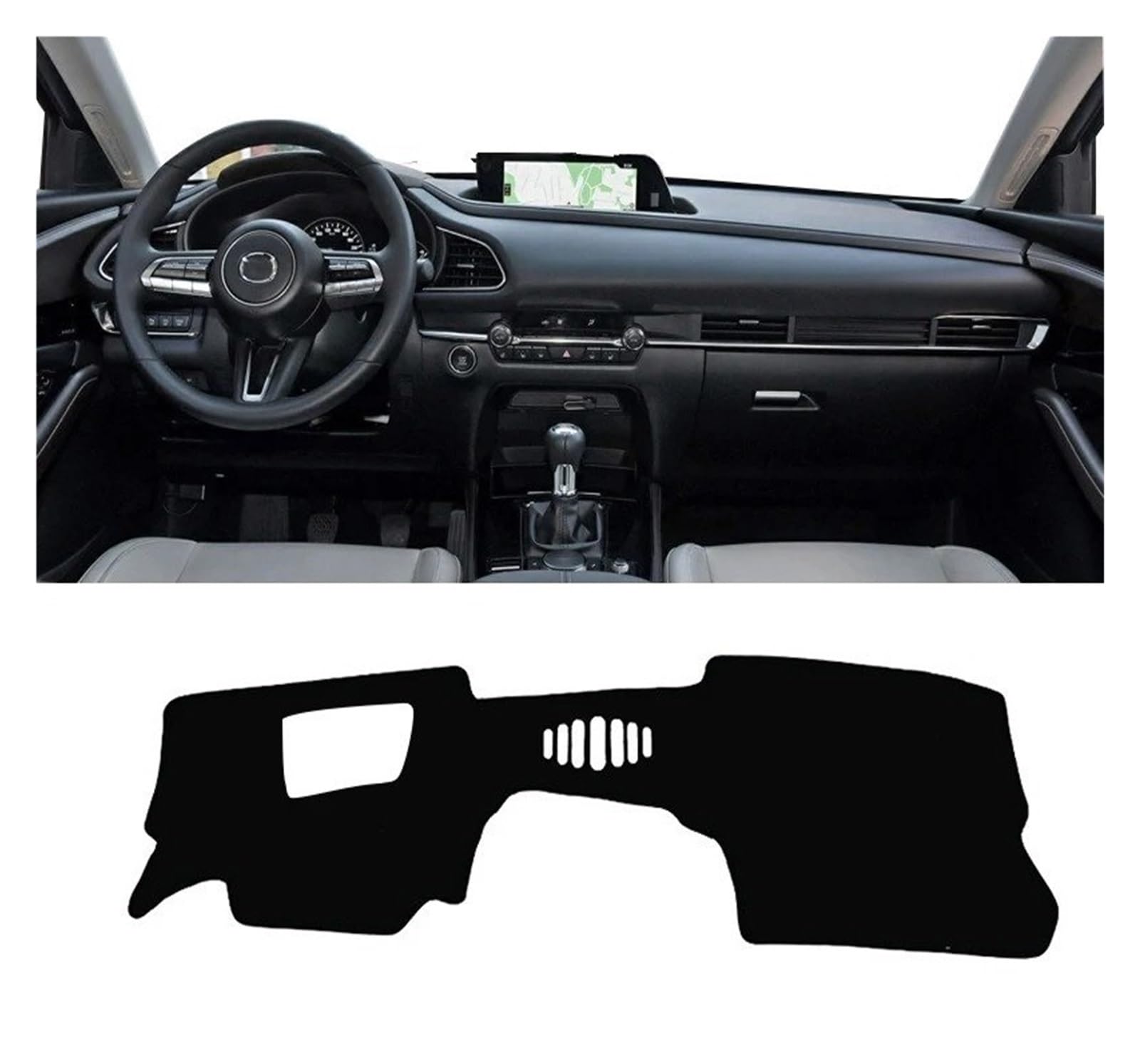 Armaturenbrett-Matte Für Mazda Für CX-30 CX30 DM 2019 2020 2021 2022 2023 Auto Dashboard Abdeckung Dash Matte Sonnenschutz Anti-Uv Nicht-slip Pad Zubehör Armaturenbrett Abdeckung(A LHD with HUD Black) von ONETREND