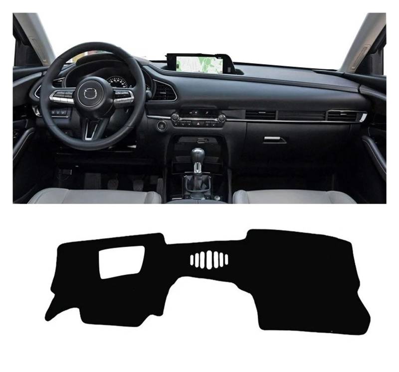 Armaturenbrett-Matte Für Mazda Für CX-30 CX30 DM 2019 2020 2021 2022 2023 Auto Dashboard Abdeckung Dash Matte Sonnenschutz Anti-Uv Nicht-slip Pad Zubehör Armaturenbrett Abdeckung(A LHD with HUD Black) von ONETREND