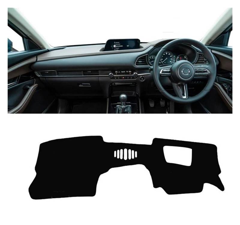 Armaturenbrett-Matte Für Mazda Für CX-30 CX30 DM 2019 2020 2021 2022 2023 Auto Dashboard Abdeckung Dash Matte Sonnenschutz Anti-Uv Nicht-slip Pad Zubehör Armaturenbrett Abdeckung(A RHD with HUD Black) von ONETREND