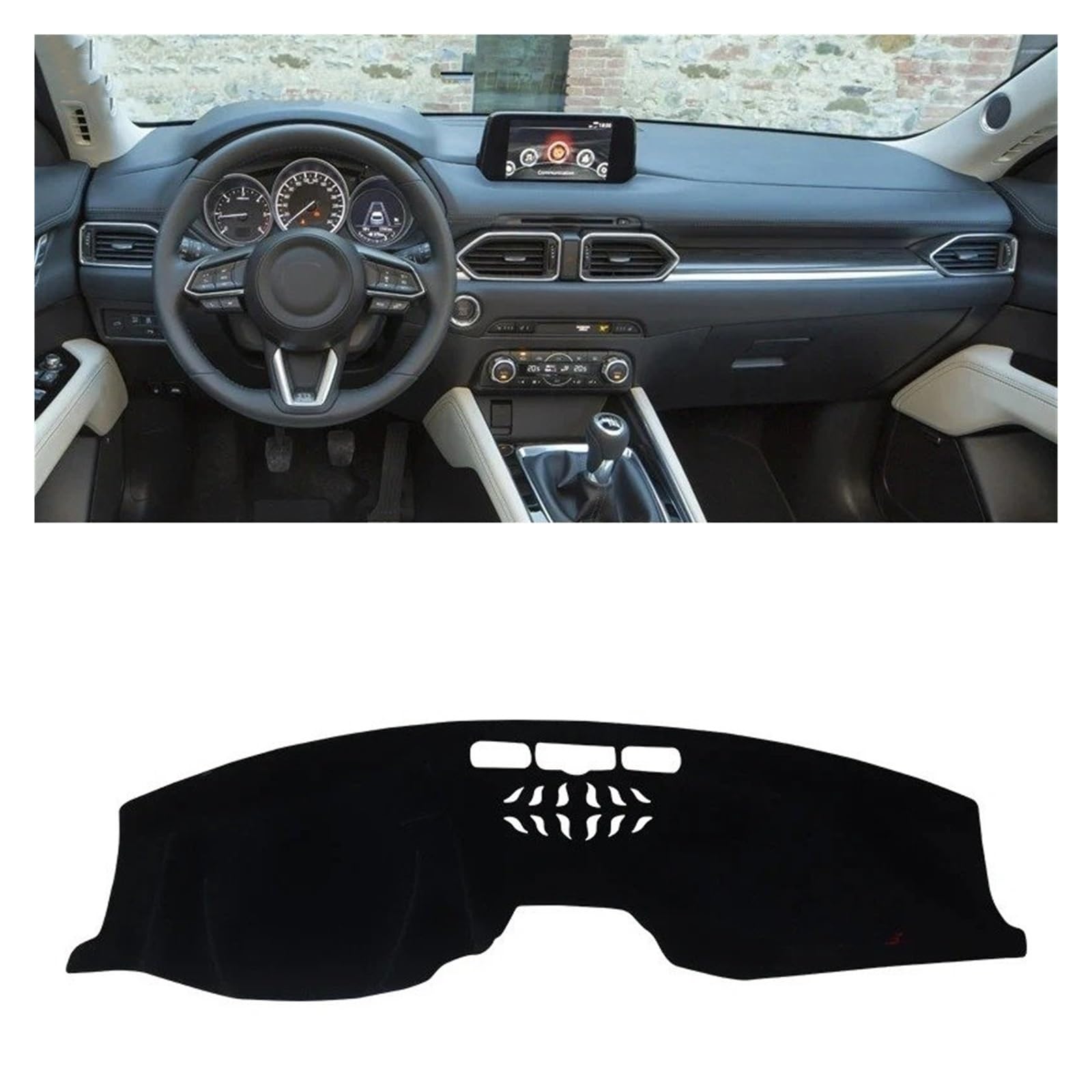 Armaturenbrett-Matte Für Mazda Für CX-5 CX5 KF 2017-2023 Auto Dashboard Sonnenschutz Abdeckung Instrument Schreibtisch Nicht-Slip Matte Zubehör Armaturenbrett Abdeckung(LHD Black) von ONETREND