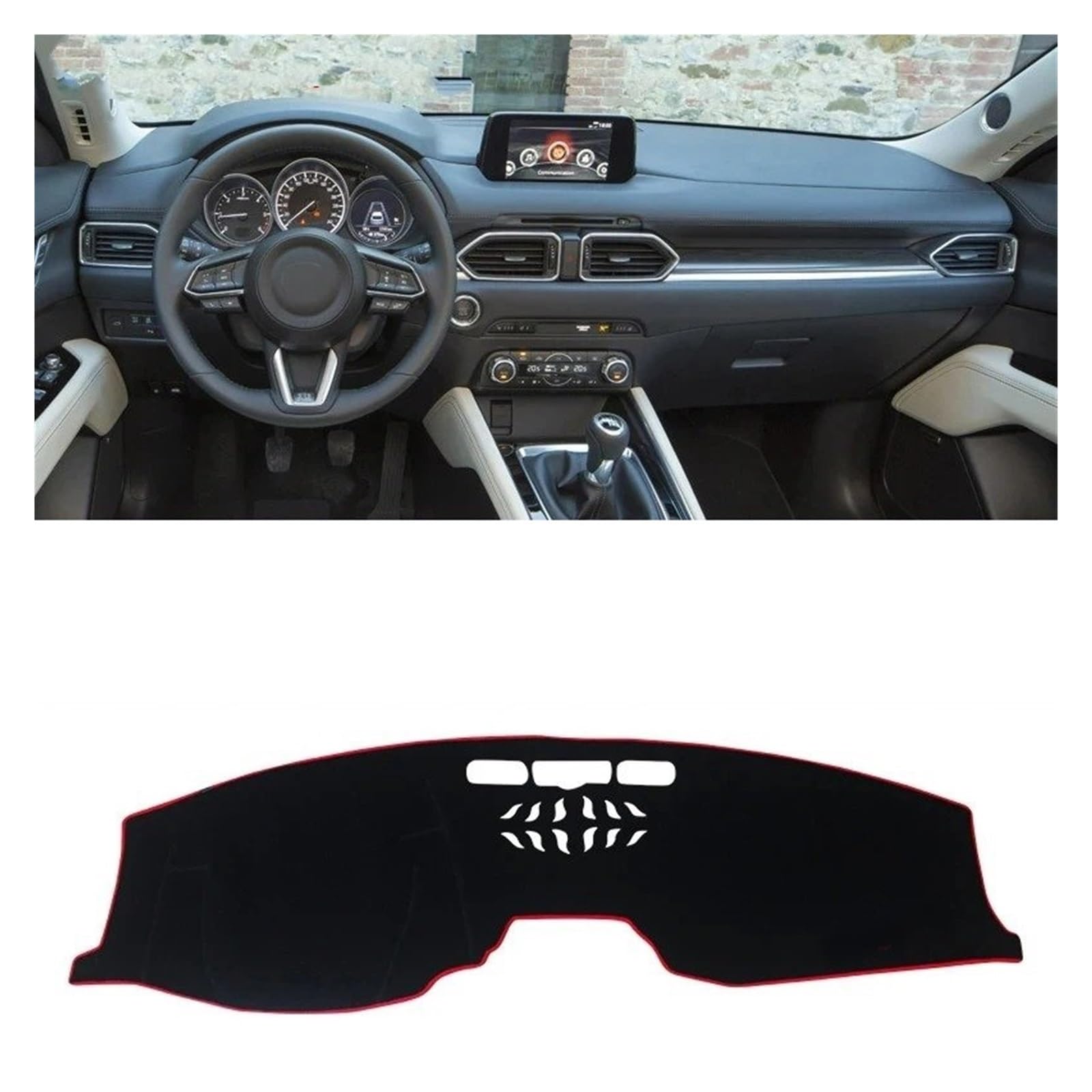 Armaturenbrett-Matte Für Mazda Für CX-5 CX5 KF 2017-2023 Auto Dashboard Sonnenschutz Abdeckung Instrument Schreibtisch Nicht-Slip Matte Zubehör Armaturenbrett Abdeckung(LHD Red) von ONETREND
