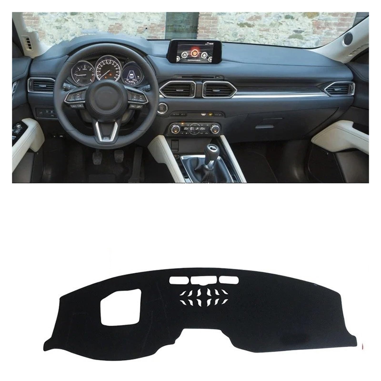 Armaturenbrett-Matte Für Mazda Für CX-5 CX5 KF 2017-2023 Auto Dashboard Sonnenschutz Abdeckung Instrument Schreibtisch Nicht-Slip Matte Zubehör Armaturenbrett Abdeckung(LHD with HUD Black) von ONETREND
