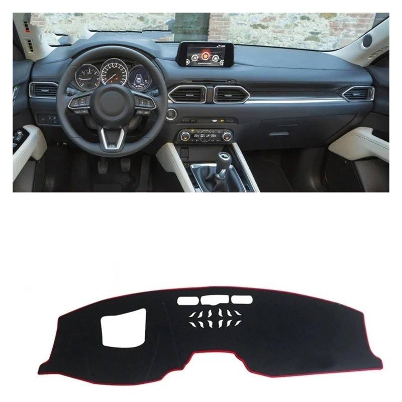 Armaturenbrett-Matte Für Mazda Für CX-5 CX5 KF 2017-2023 Auto Dashboard Sonnenschutz Abdeckung Instrument Schreibtisch Nicht-Slip Matte Zubehör Armaturenbrett Abdeckung(LHD with HUD Red) von ONETREND
