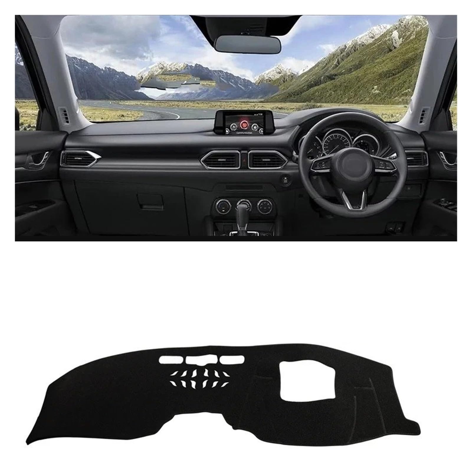 Armaturenbrett-Matte Für Mazda Für CX-5 CX5 KF 2017-2023 Auto Dashboard Sonnenschutz Abdeckung Instrument Schreibtisch Nicht-Slip Matte Zubehör Armaturenbrett Abdeckung(RHD with HUD Black) von ONETREND