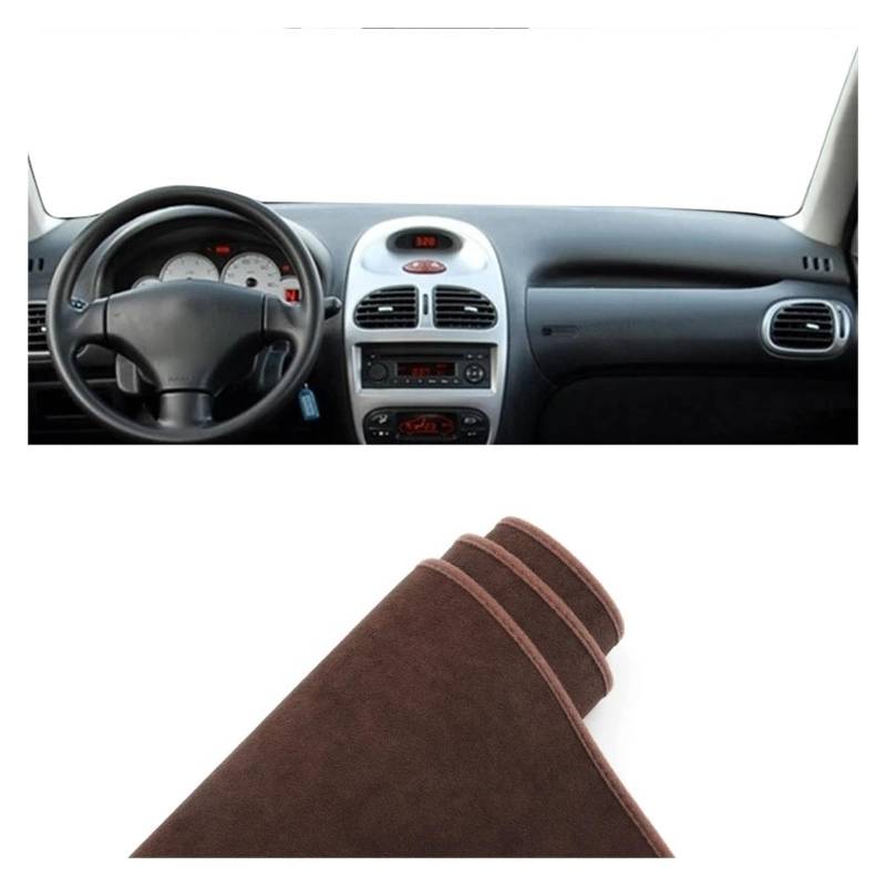 Armaturenbrett-Matte Für Peugeot 206 206CC 206SW 2004-2008 LHD Auto Dashboard Abdeckung Matte Dash Board Sonnenschutz Pad Instrument Nicht-Slip Teppich Armaturenbrett Abdeckung(B Brown) von ONETREND