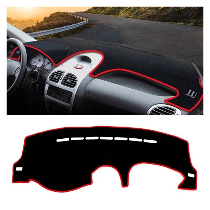 Armaturenbrett-Matte Für Peugeot 206 CC SW 2004 2005 2006 2007 2008 Auto Dashboard Abdeckung Dash Matte Sonnenschutz Nicht-Slip Pad Zubehör Armaturenbrett Abdeckung(A Red Side) von ONETREND