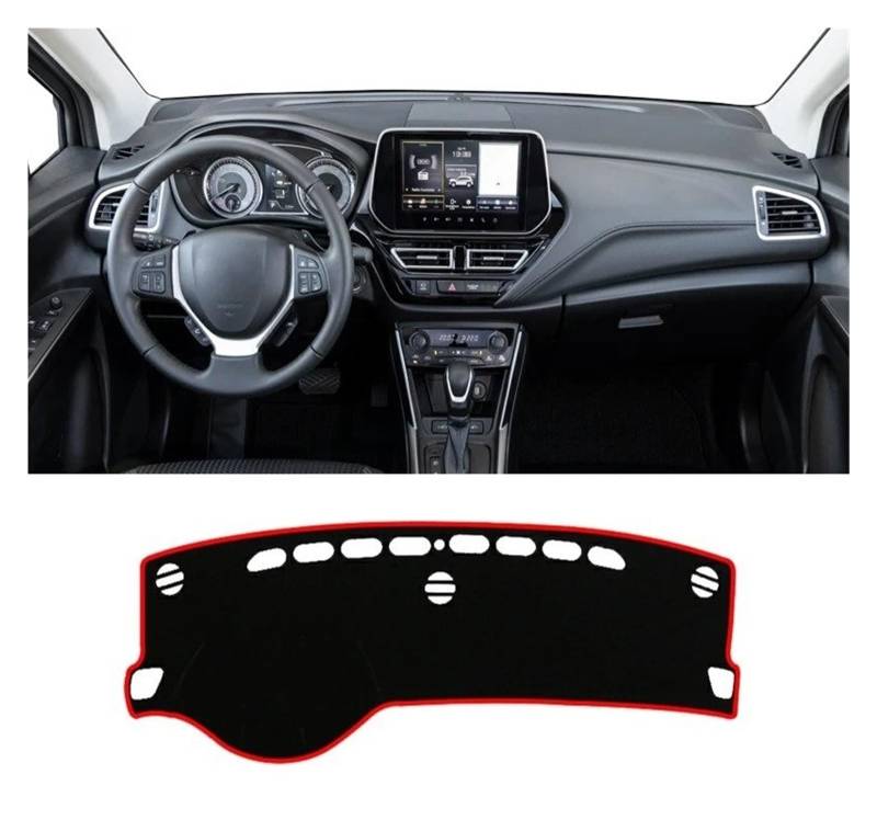 Armaturenbrett-Matte Für Suzuki Für S-Cross MK3 2022-2024 Auto Dashboard Abdeckung Sonnenschutz Vermeiden Licht Matte Nicht-Slip Instrument Panel Teppich Armaturenbrett Abdeckung(A LHD Red Side) von ONETREND