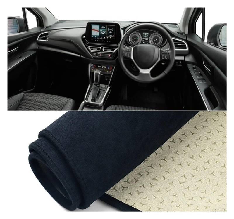 Armaturenbrett-Matte Für Suzuki Für S-Cross MK3 2022-2024 Auto Dashboard Abdeckung Sonnenschutz Vermeiden Licht Matte Nicht-Slip Instrument Panel Teppich Armaturenbrett Abdeckung(B RHD Black) von ONETREND